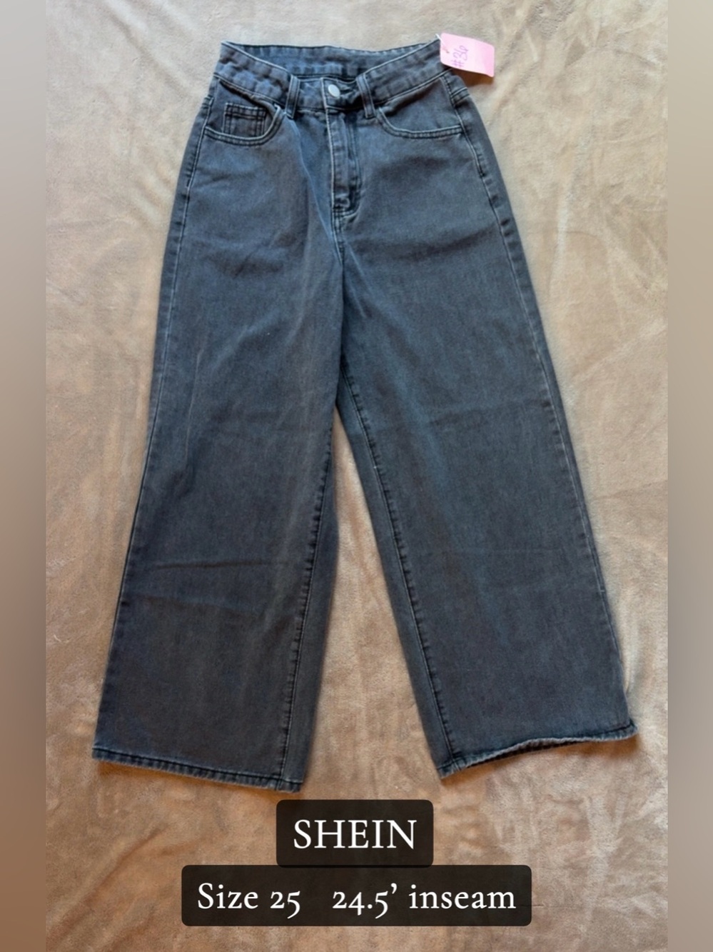 SHEIN Charcoal/Black Wide-Leg High-Rise Jeans